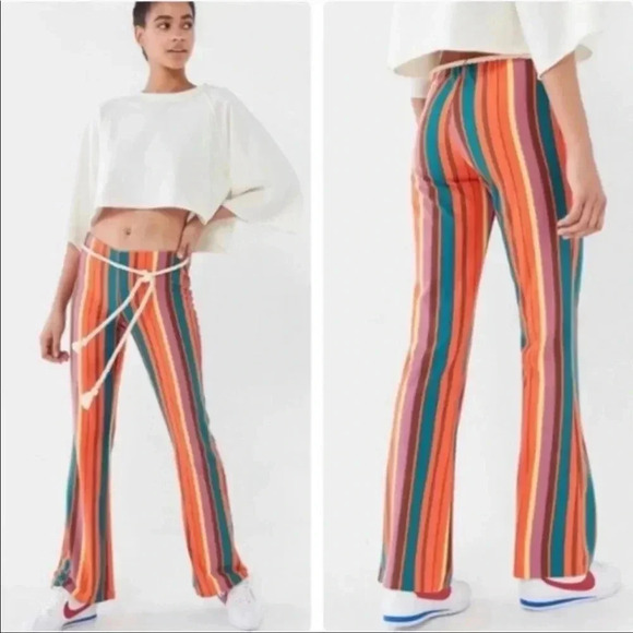 4/$25 Urban Outfitters Bali Flare Leg Striped Pants Sz XS - Picture 2 of 7